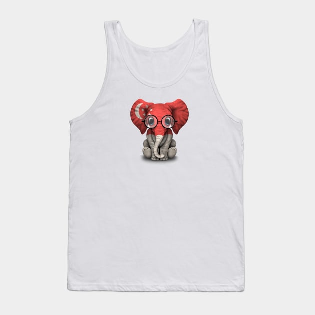 Baby Elephant with Glasses and Singapore Flag Tank Top by jeffbartels